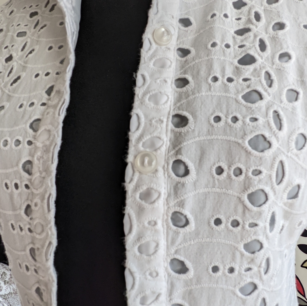 London Time White Eyelet Knee Length Dress Size S - Picture 3 of 14
